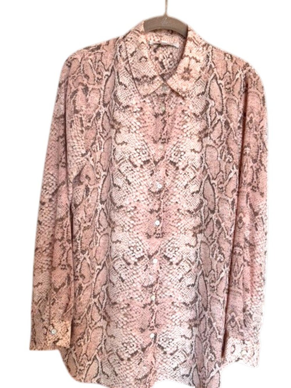 Rose+Olive Long-Sleeve Button Down Snake Print Blouse LG #5